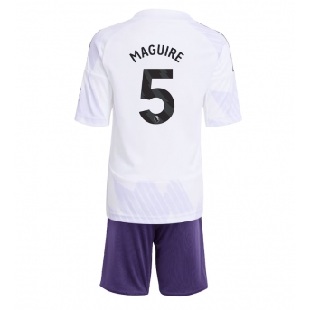 Billige Fotballdrakt Manchester United Harry Maguire #5 Replika Bortedraktsett Barn 2025-26 Kortermet (med bukser)